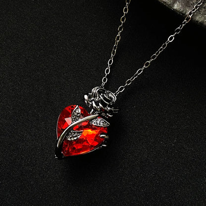 Gothic Rose Red Love Necklace Women's Y2K Jewelry Silver Color Tonebloody Human Heart Pendant Jewelry Personalized Gifts