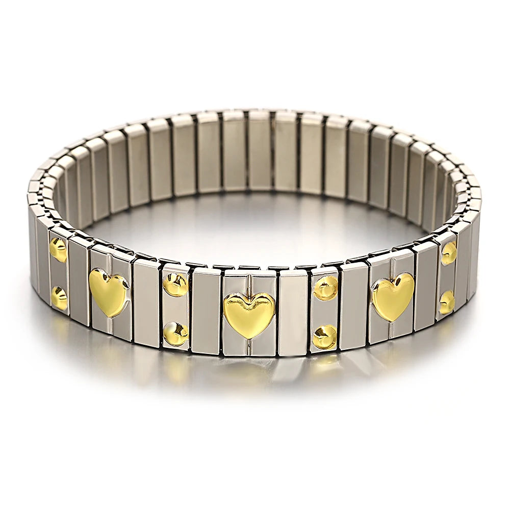 Freetry 18K Gold Plated Stainless Steel Adjustable Bracelet Fashion Elastic Metal Bracelet Trendy Jewelry Accessories Official