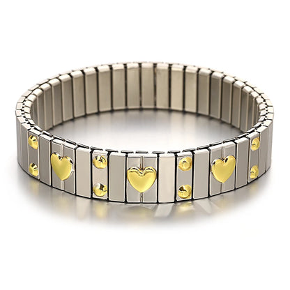 Freetry 18K Gold Plated Stainless Steel Adjustable Bracelet Fashion Elastic Metal Bracelet Trendy Jewelry Accessories Official