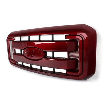 Ruby Red Grille for 2011-2016 Ford F250 F350 F450 F550 Super Duty XLT King Lariat Car Upper Bumper Hood Mesh Racing Grills