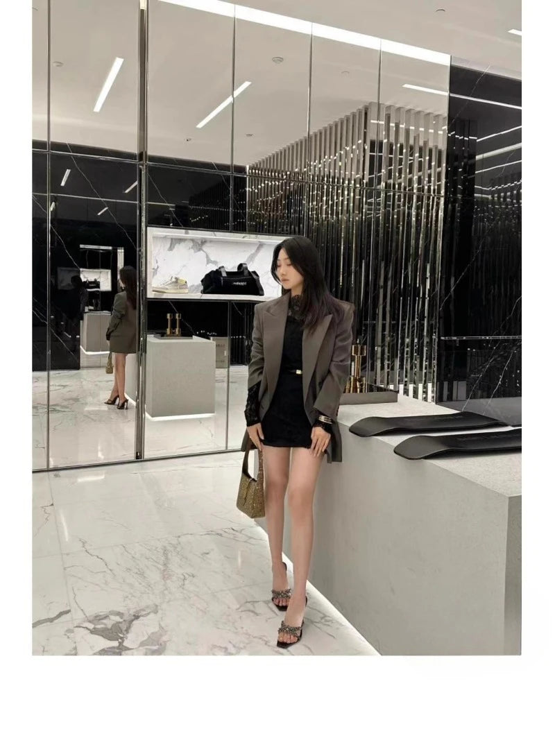 2025 NEW High Quality Luxury Heels Women's Sandals Designer Shoes Rhinestone Square Toe Open Toe Slides Женская Обувь