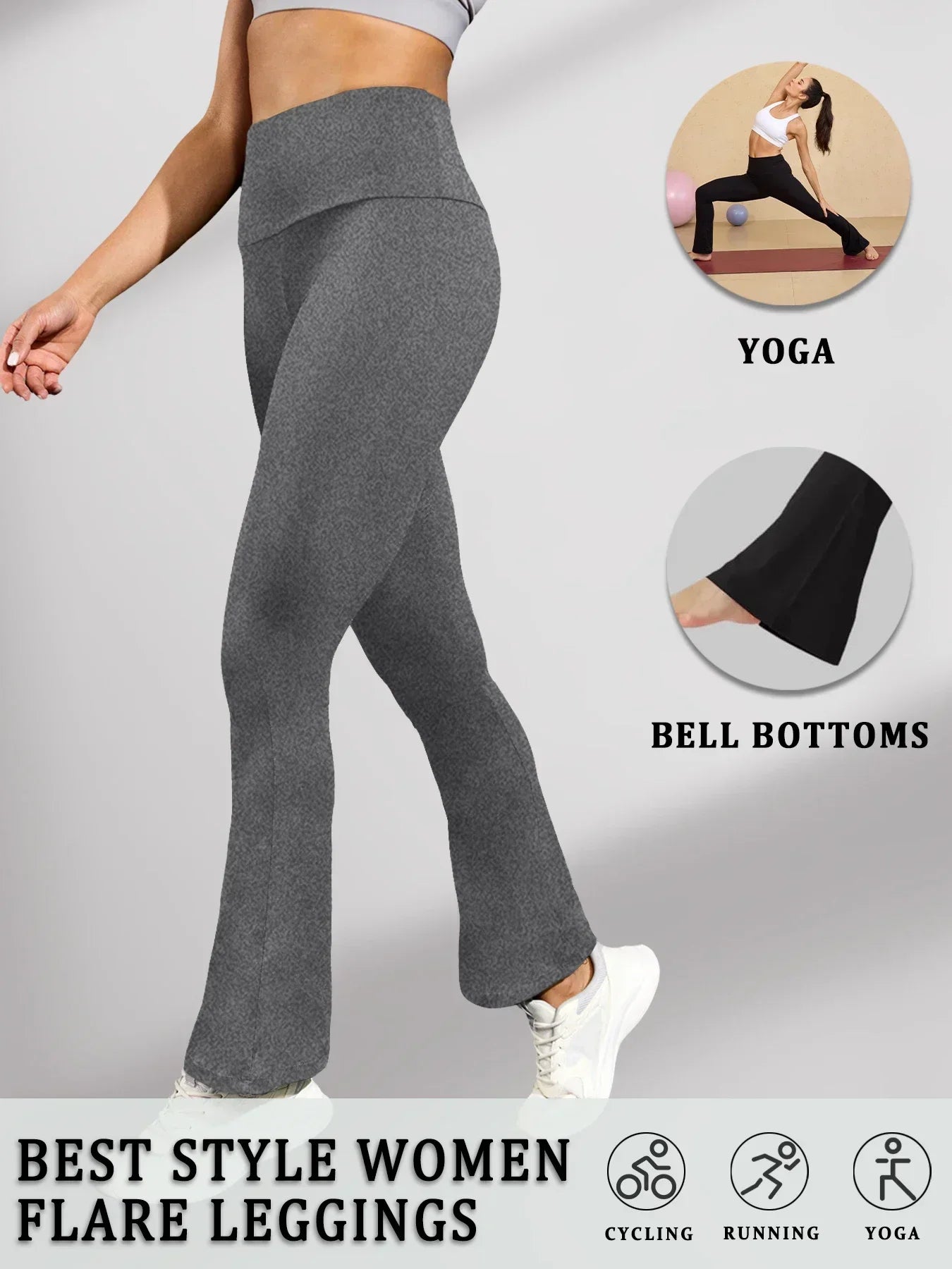 Women's Super Soft Flare Pants High Waisted Tummy Control Workout Yoga Leggings Bell Bottoms