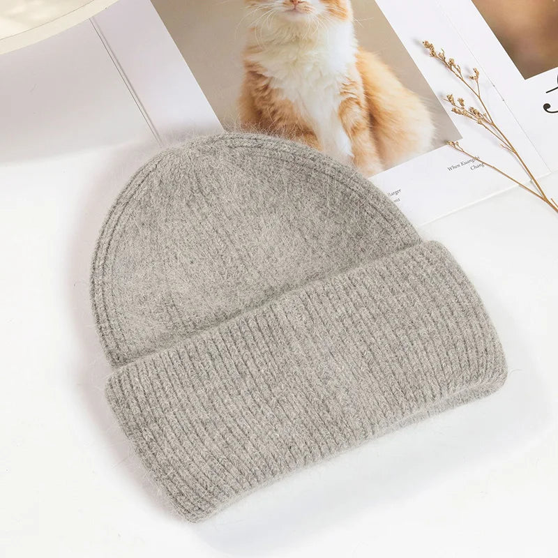 Women Winter Hat Real Rabbit Fur Winter Hats For Women Fashion Warm Beanie Hats Women Solid Adult Cover Head Cap