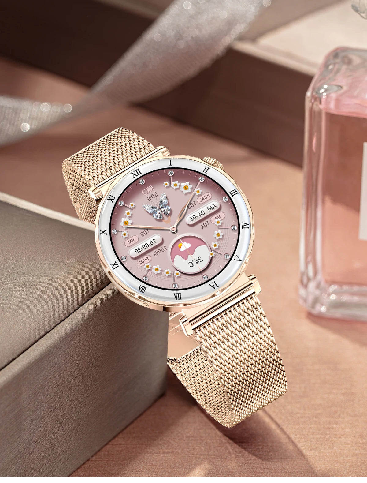 LIGE New Ultra Thin Smart Watch Women Screen Always Display Time Diamond Luxury Bracelet Voice Calling AMOLED Smartwatch Ladies