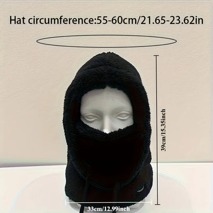 Winter plush winter cap - Elastic drawstring closure, lightweight and warm for cycling, skiing, outdoor activities. Solid color