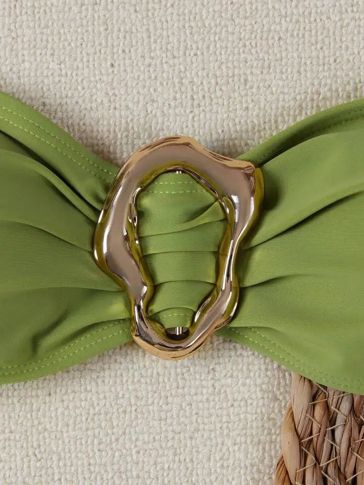 Women Strapless Bikinis Sets Summer Push Up Swimwear Two Pieces Suits Female Sexy Swimsuits Solid Color Lady Backless Beachwear