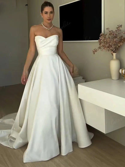 Satin Wedding Dresses Woman Evening Elegant Party Dresses for Women Luxury Woman Party Dress Elegant Dress Prom Gown Formal