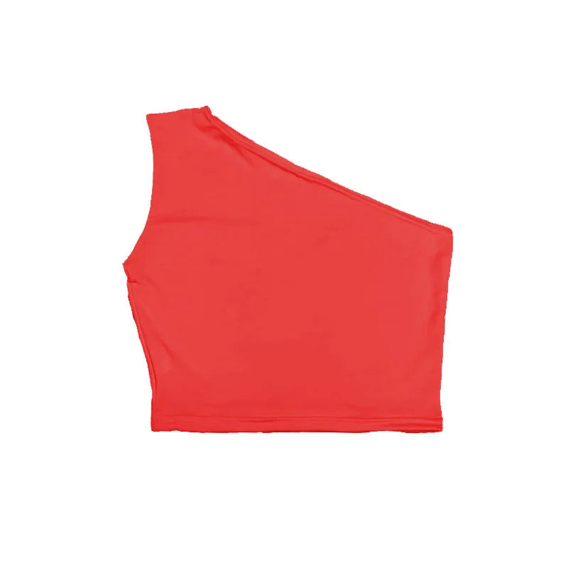 Women Sexy Tank Top Off One Shoulder Slim Halter Backless Bare Midriff Camis Tube Top Female Sleeveless Cropped Vest