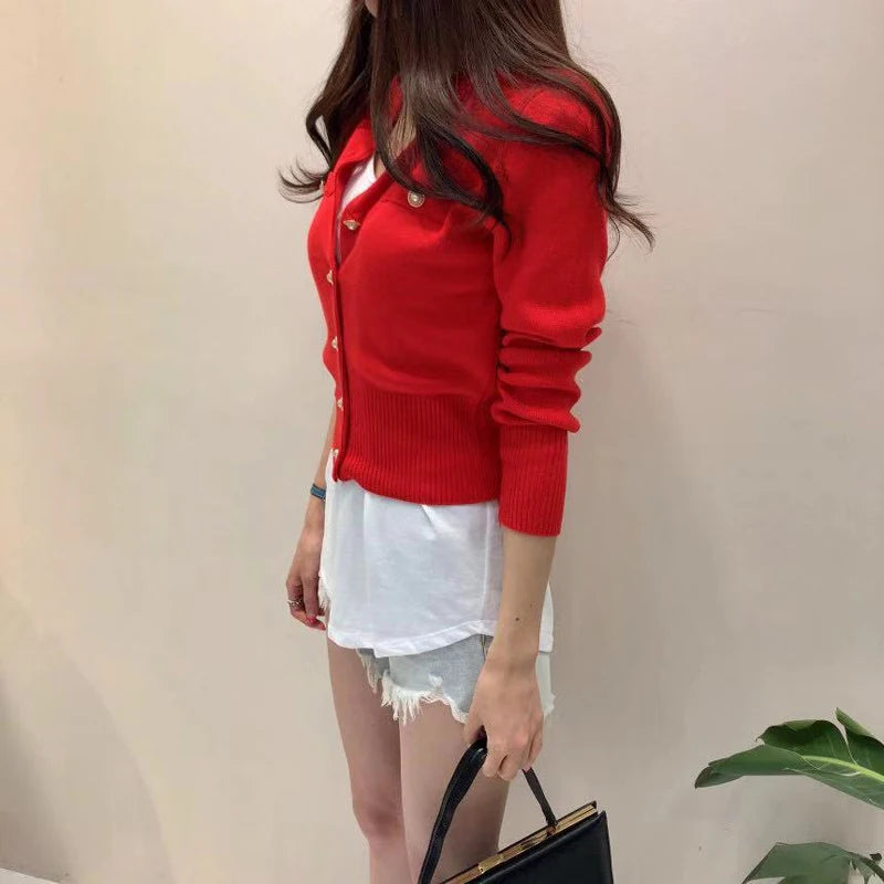 2026 Autumn Long Sleeve Fashion Women Cardigans Sweater Knitted Coat Short Casual Single Breasted Korean Slim Chic Ladies Tops