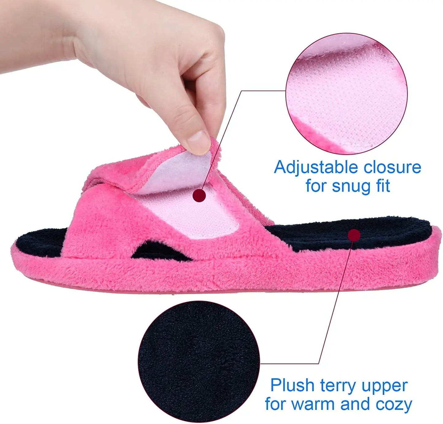 Litfun Four Seasons Cotton Slippers For Women Casual Flat Slippers With Adjustable Straps Female Breathable Soft Cozy Home Shoes