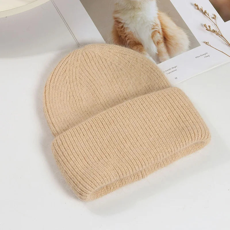 Women Winter Hat Real Rabbit Fur Winter Hats For Women Fashion Warm Beanie Hats Women Solid Adult Cover Head Cap