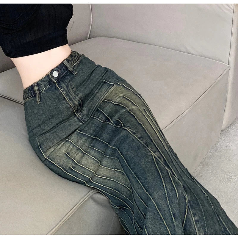 Vintage Ripped Women Mermaid Skirt 2026 New Fashion Y2K Streetwear Jeans Skirts Female Retro Casual Irregular Hip Skirts Denim