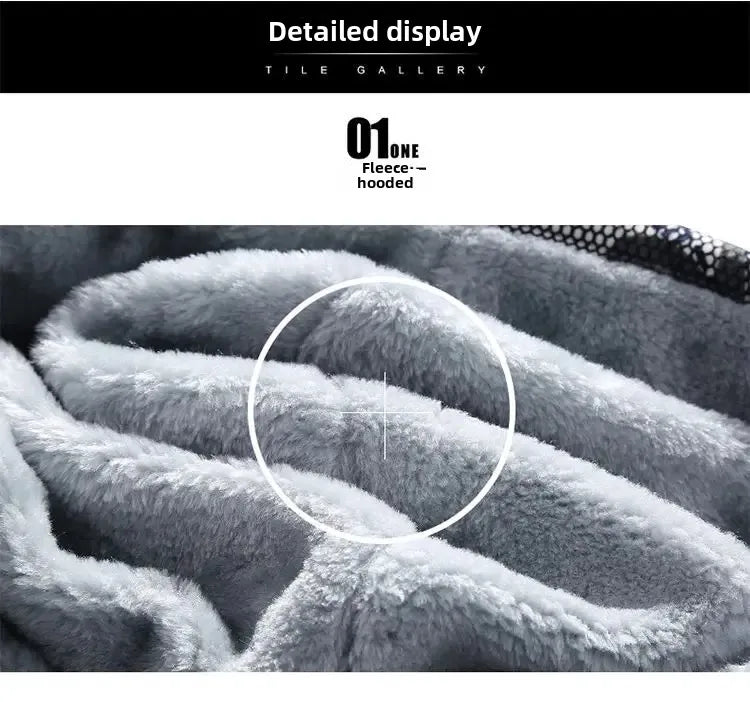 Men's Warmth Hooded Fleece Lined Thickened Baseball Jacket Sweatshirt Korean Style Sporty Top Winter Autumn Seasonal Wear