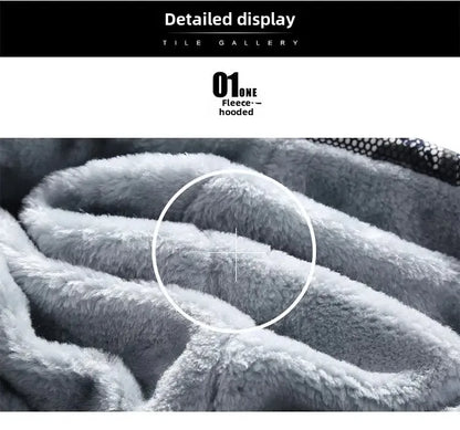 Men's Warmth Hooded Fleece Lined Thickened Baseball Jacket Sweatshirt Korean Style Sporty Top Winter Autumn Seasonal Wear