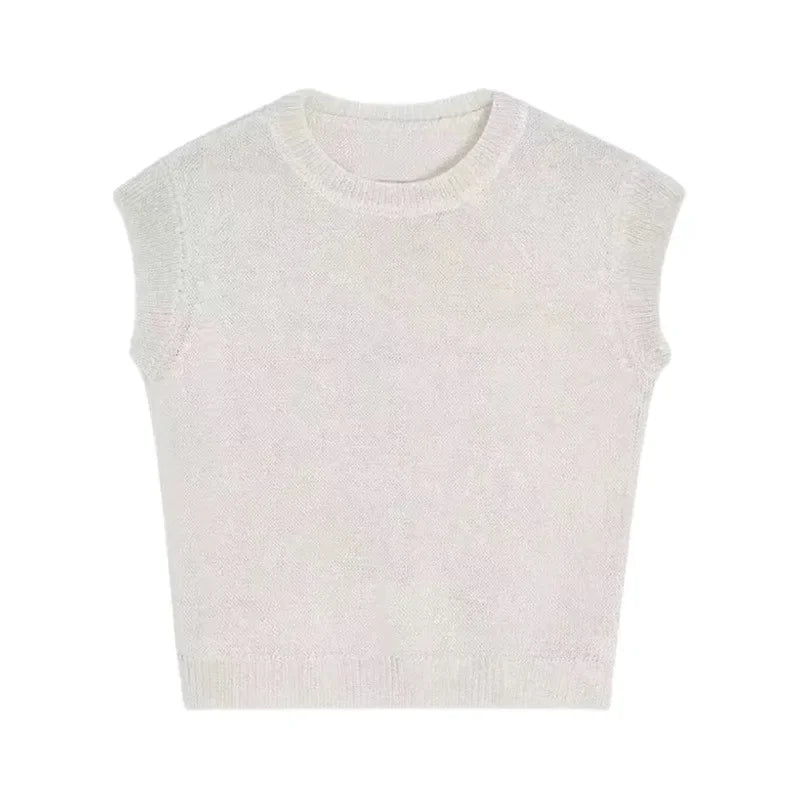 Korean Style Ice Silk Knitted Short Sleeve T-Shirt Women Summer Slim Fit Short Fashionable Top Crew Neck Solid Color