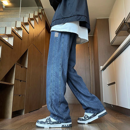 25ss Summer Vintage 190cm Men's Super long Pants 115cm Elastic Waist Straight Leg Breathable Drape Sportswear Casual Pants