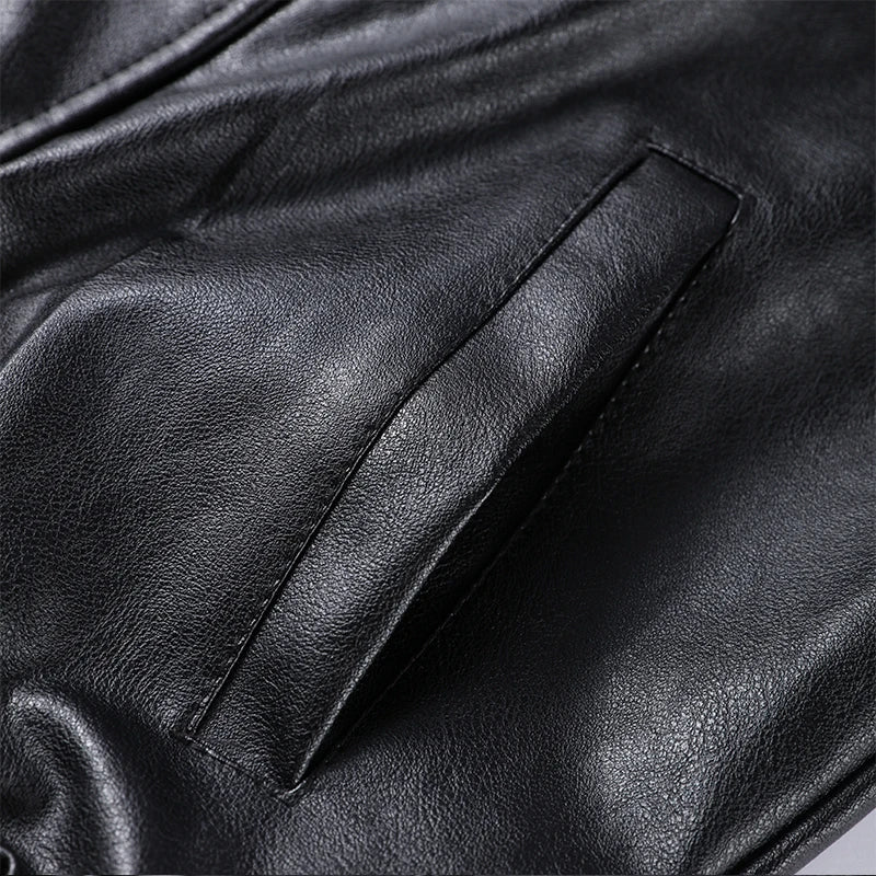 Vintage Zippers Short Leather Jackets Women's Casual Lapel Button Pockets Full Sleeve Coat 2025 Autumn New Lady Chic Streetwear