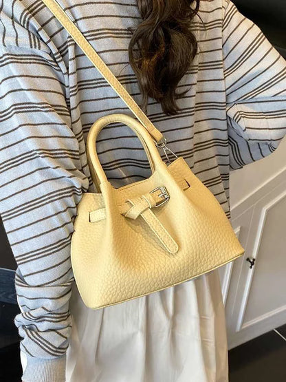 Fashion Red Bucket handbags Korean Casual Simple One Shoulder Bags Summer Female Temperament Versatile PU Crossbody Bag