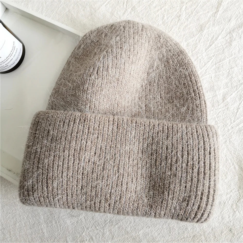 Women Winter Hat Real Rabbit Fur Winter Hats For Women Fashion Warm Beanie Hats Women Solid Adult Cover Head Cap