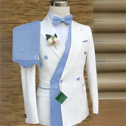 Bespoke Custom White Black Wedding Suit for Men New Design Slim Fit Groom Best Man Wedding Tuxedo Formal Prom Wear 2 Pieces Set