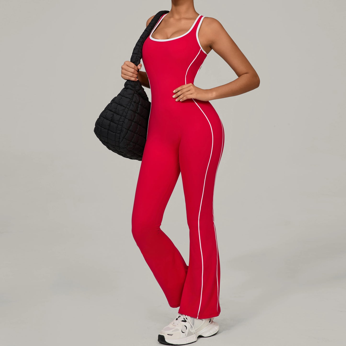 Sexy Backless Bodysuit Women's Set Tracksuits Fitness Sports Jumpsuit Yoga One-piece Suit Flared Pant Fast Dry Workout Clothes