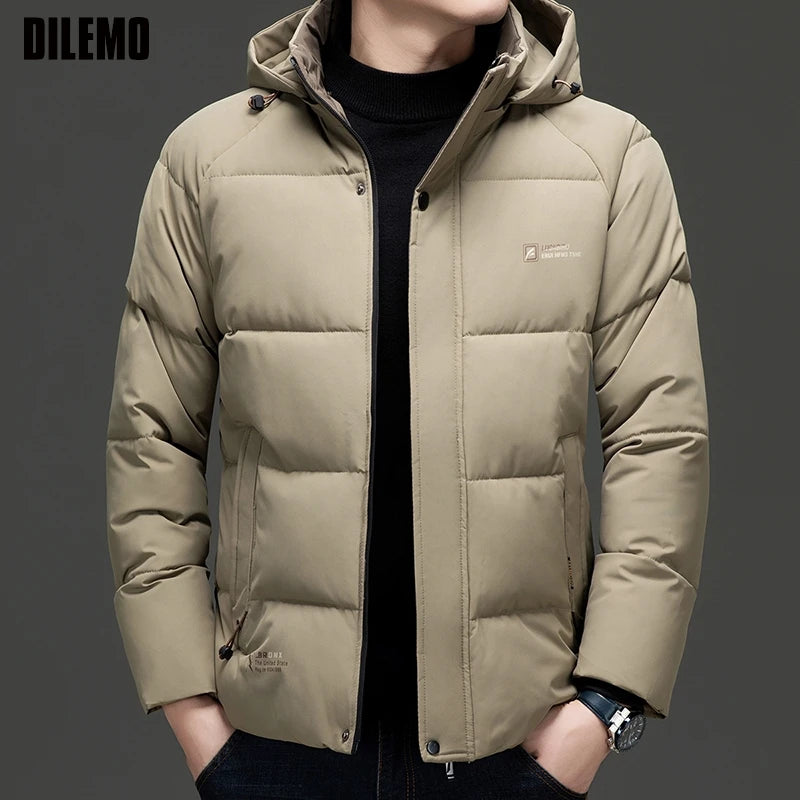 Top Grade Designer New Brand Men Parka Jacket Thick Casual Fashion Hooded Cropped Windbreaker Quilted Bubble Coats  Mens Clothes
