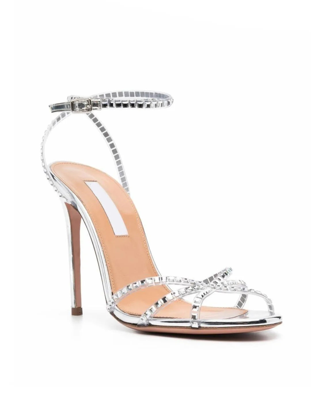 Luxury Shinny Crystal Diamond Stiletto High Heel Sandals Female Blue Buckle Ankle Strap Sandal Shoes Party Belt 2025 New Summer