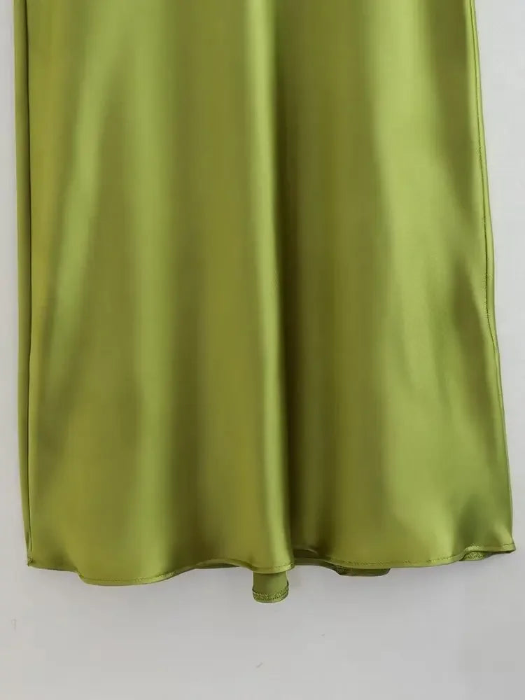 2023 Summer New Women's Dress Tanksilk-satin Feeling Sleeveless Dress 9588 Western Style Fashion