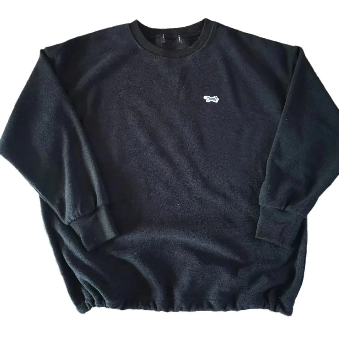 Double-Faced Fleece Sweatshirt with Corded Hemline And Embroidery round Neck Women's Fashion Brand Sweatshirt from Freak's Store