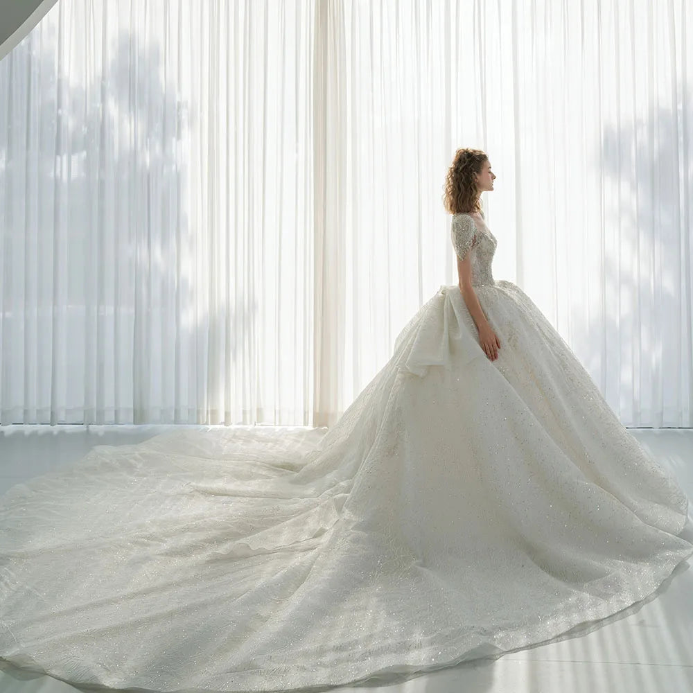 Wedding Dress New Bride Lace Up Plus Size Short Sleeves Customized High-quality Vestidos De Novia Princess Dresses Ball Gowns