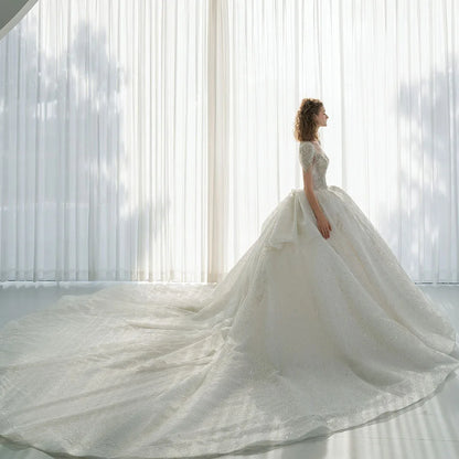 Wedding Dress New Bride Lace Up Plus Size Short Sleeves Customized High-quality Vestidos De Novia Princess Dresses Ball Gowns