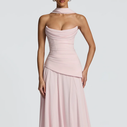 Wedding Guest Dresses for Women 2025 Strapless A Line Formal Party Gowns with Scarf Backless Long Evening Dress Customized