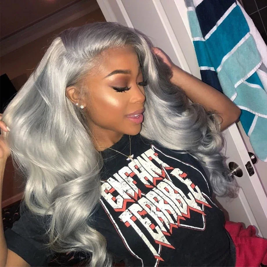Cosplay Body Wave Silver Grey 13X4 Lace Front Wigs Human Hair 13x6 HD Lace Front Wigs Remy Brazilian 613 Colored Human Hair Wigs