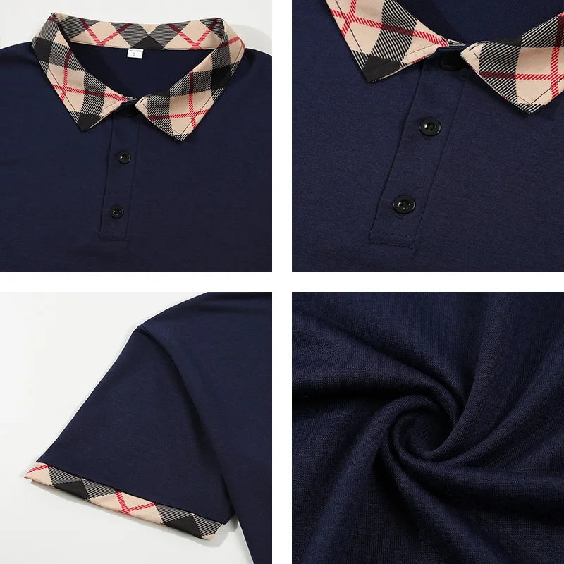 Summer men's short sleeved polo shirt business office lapel shirt Men's sports and casual top European and American plus size