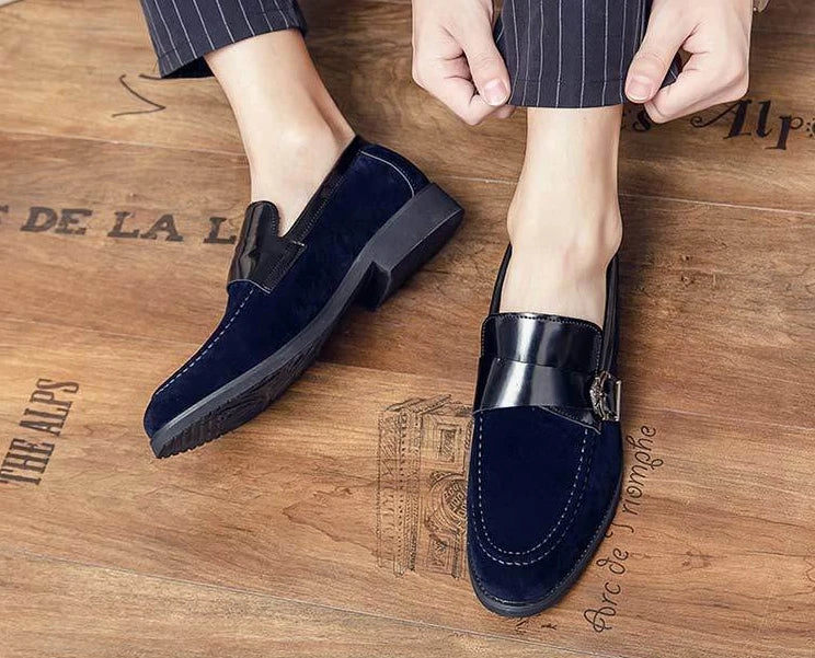 Suede Man Casual Shoe Flat Pointed Toe Office Loafers Height Increasing Leather Shoes For Men 2025 New Arrivals Luxury Sale