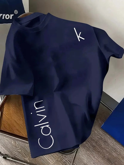 Summer's new trendy men's clothing, 100% pure cotton casual, fashionable and sporty high street T-shirt for daily outings