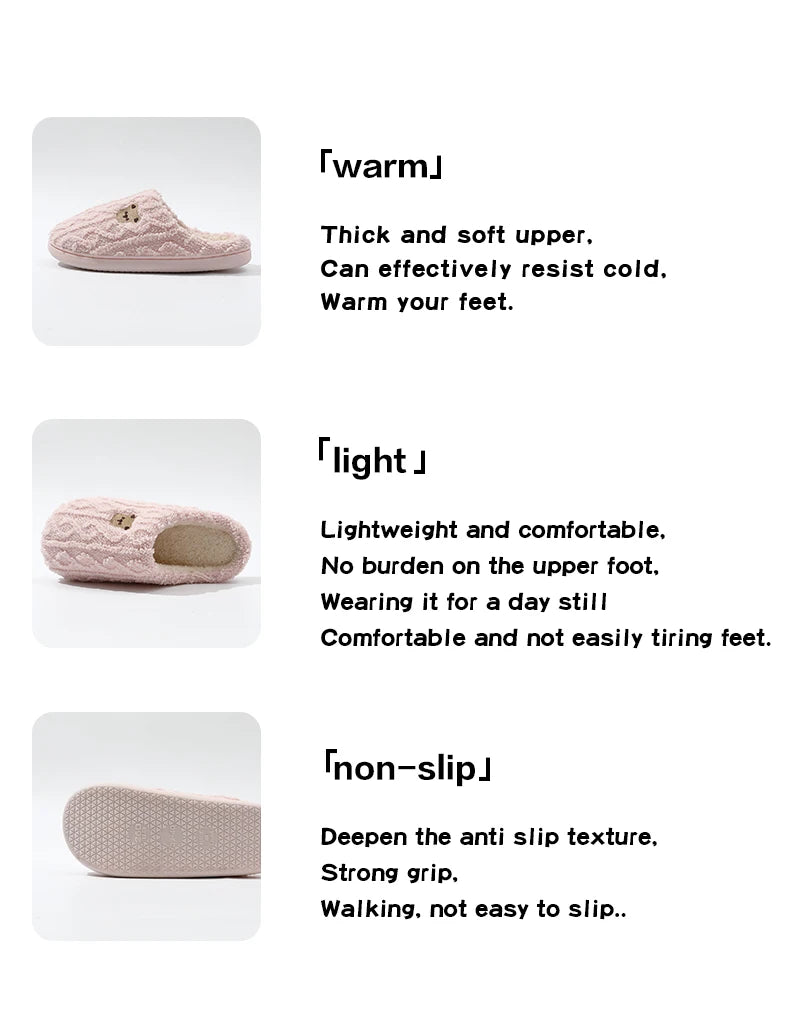 Cotton slippers for women in autumn and winter, new indoor and household anti slip warm plush slippers for men