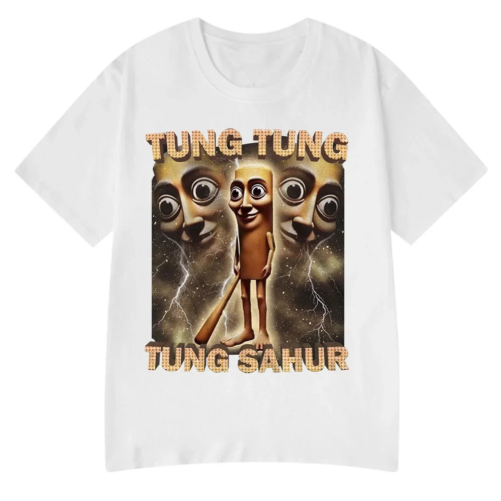 Tung Tung Tung Sahur Meme T Shirt Tralalero Tralala Bombardiro Crocodilo Funny T-shirt Men Women Polyester Short Sleeve Tshirt