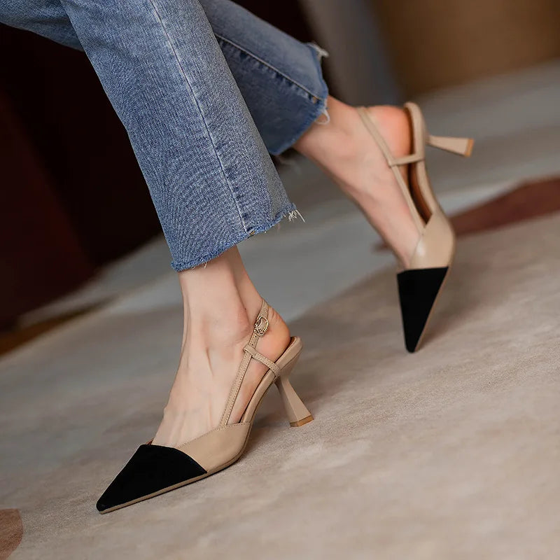 2025 New Arrival High Heels Summer Fashion Buckle Pointed Heel Sandals Women Comfort Simplicity Stilettos Sandalias De Mujer 40