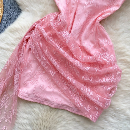 SINGREINY French Strapless Sexy Short Dress 2025 Heart Hollow Out Beading Sundress Backless Corset Lace Beach Mini Dress