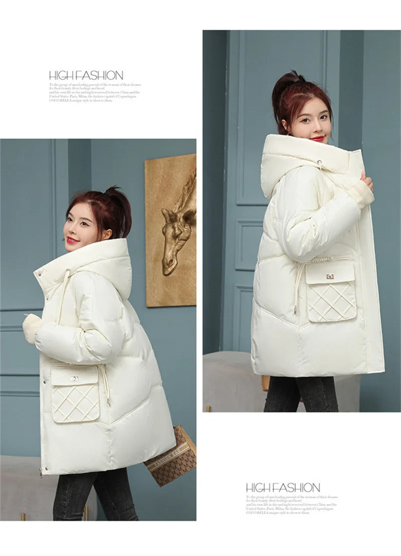 New Winter Women Jacket Coats Long Parkas Female Down Cotton Hooded Overcoat Thick Warm Jackets Windproof Female Outerwear