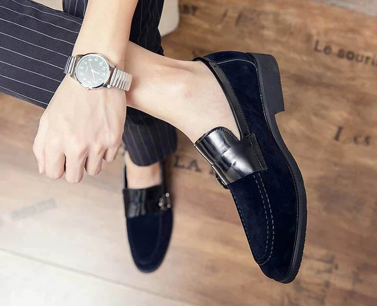 Suede Man Casual Shoe Flat Pointed Toe Office Loafers Height Increasing Leather Shoes For Men 2025 New Arrivals Luxury Sale