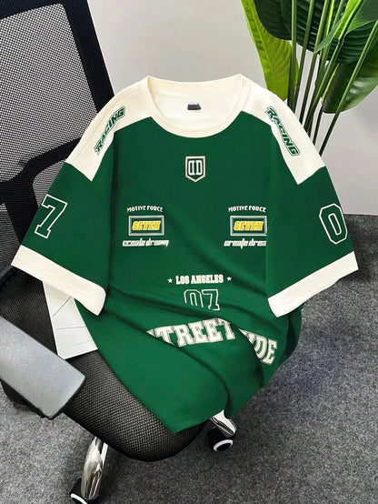 The 2025 summer new men's T-shirt 3D digital printed short-sleeved T-shirt, men's sportswear, Brooklyn racing football T-shirt,