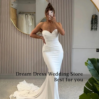 DREAM Customized Elegant Long Wedding Dresses Sweetheart Backless Floor-Length Mermaid Brides Dress Women Vestidos De Novias