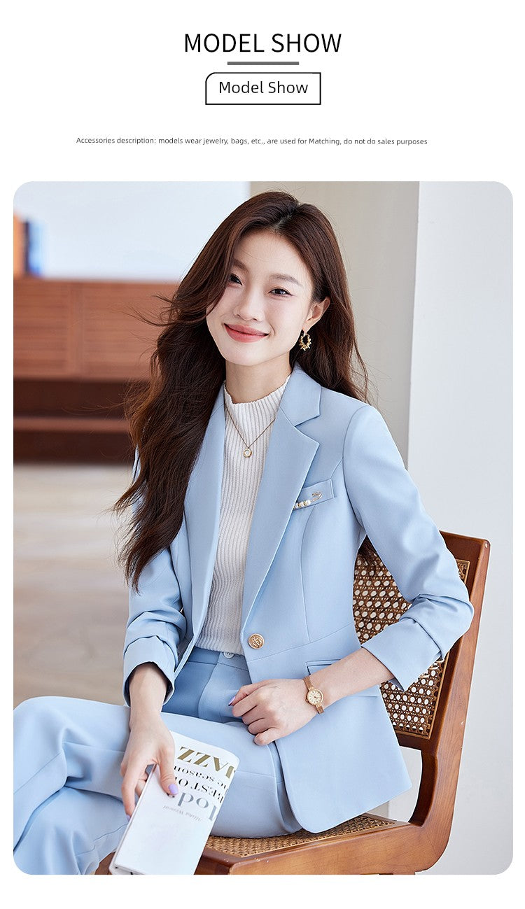 Blue Suit Female Spring & Fall 2025 New Arrival K-style Elegant Casual Suit Jacket Female Fancy Business Wear