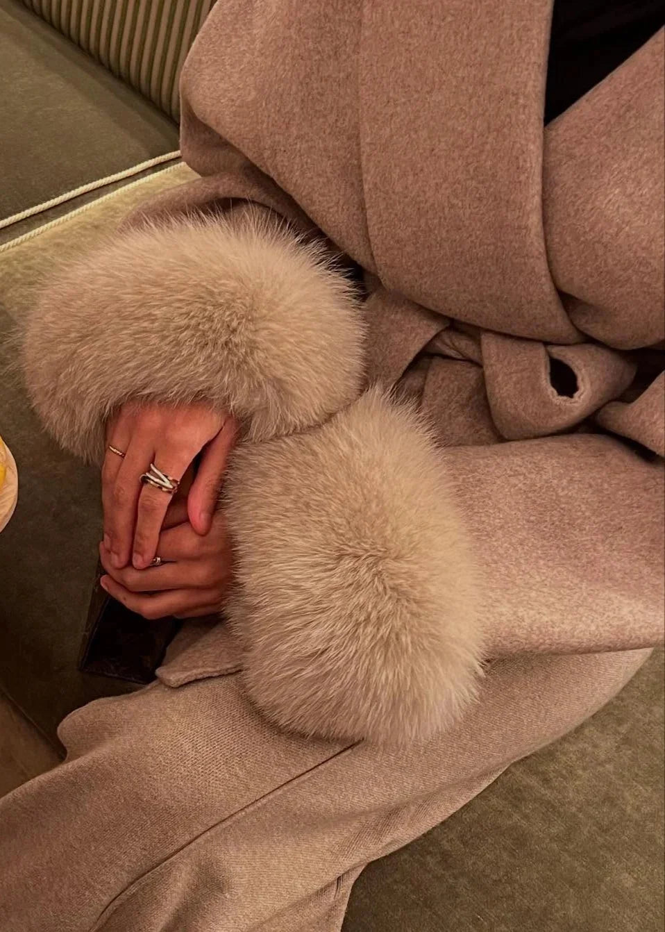 Elegant Lace Up Woolen Short Coat Solid Loose Lapel Furry Belt Long Sleeve Jacket Female 2025 Autumn Winter Lady Chic Cardigan