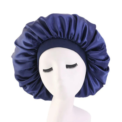 New Women Extra Large Satin Sleep Cap Silky Bonnet Daily Cap Protect Hair Treatment Hat Curly Springy Hair Big Size Head Cover