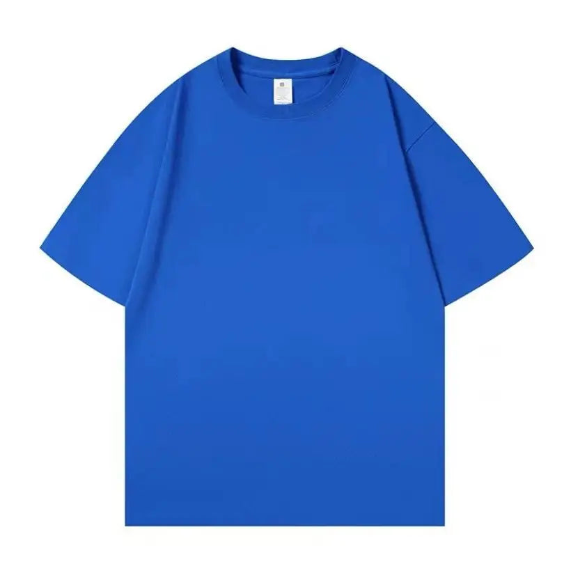 Heavyweight Impermeable 300g Carbon Matte Pure Cotton Thick Short Sleeved T-shirt Men and Women Pure White Simple Base Shirt