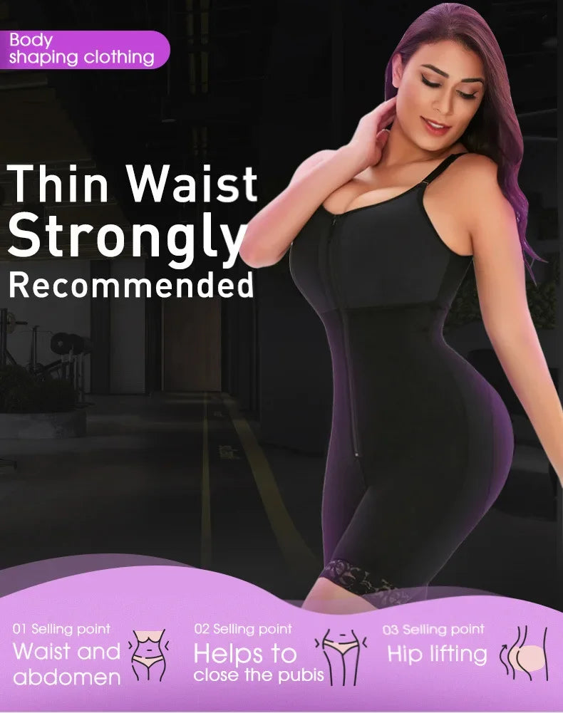 Women's Belly Tummy Control Butt Lifting Zipper Postpartum BodyShaper Fajas Colombian Double Compression Corset Waist Trainer