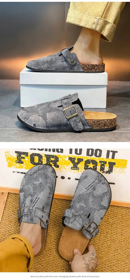 Couple Cork Clogs Slippers Fashion Soft Footbed Suede Beach Slides With Arch Support Girls Outdoor Muller Shoes womens sandals